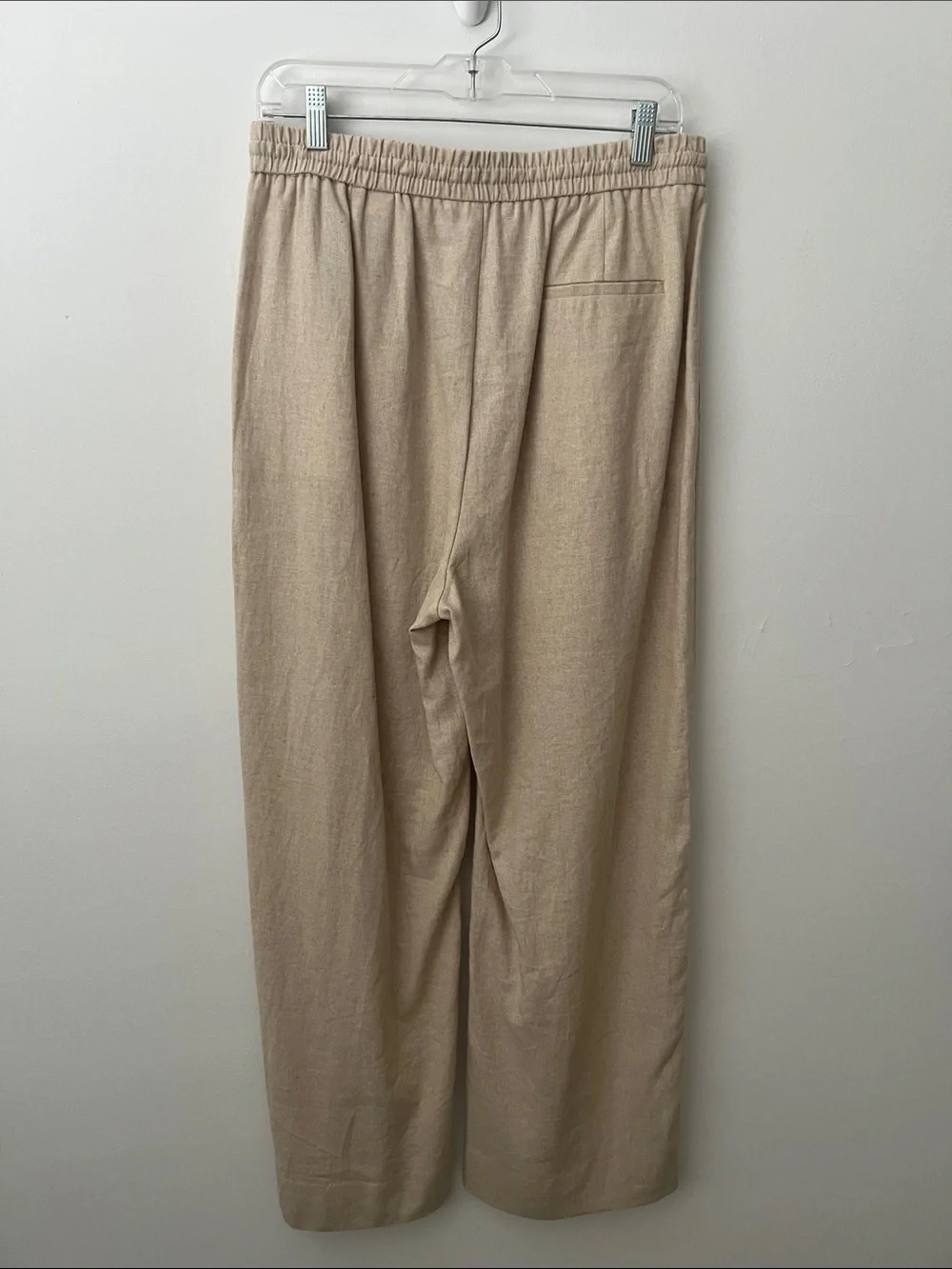 Zara Beige Straight-Leg Drawstring Pants
